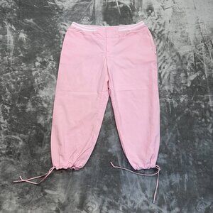 vintage nike capris womens XL pink drawstring hem striped waistband casual Y2K